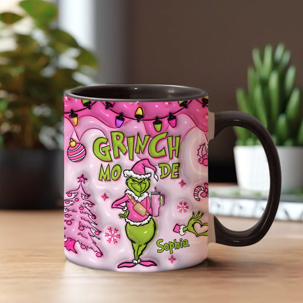 Personalized Grinch Mode Accent Mug Custom Name Gift for Christmas Accent Mug GradoCreations
