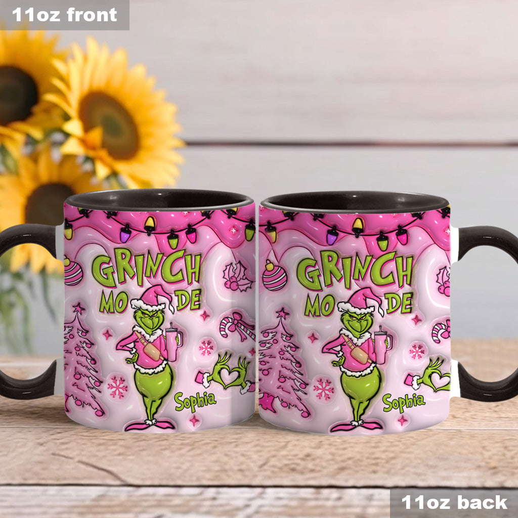 Personalized Grinch Mode Accent Mug Custom Name Gift for Christmas Accent Mug GradoCreations