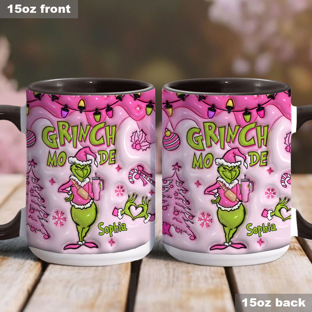 Personalized Grinch Mode Accent Mug Custom Name Gift for Christmas Accent Mug GradoCreations