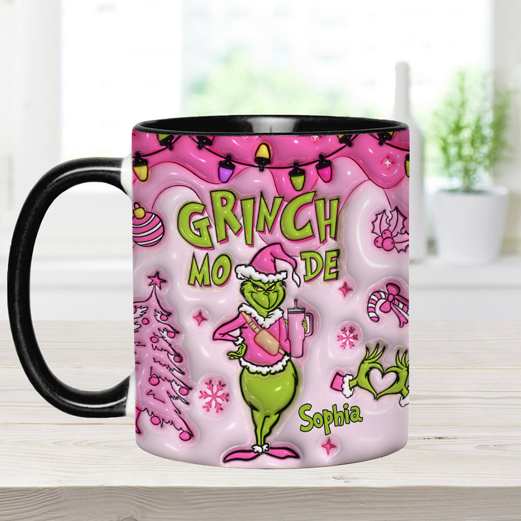 Personalized Grinch Mode Accent Mug Custom Name Gift for Christmas Accent Mug GradoCreations