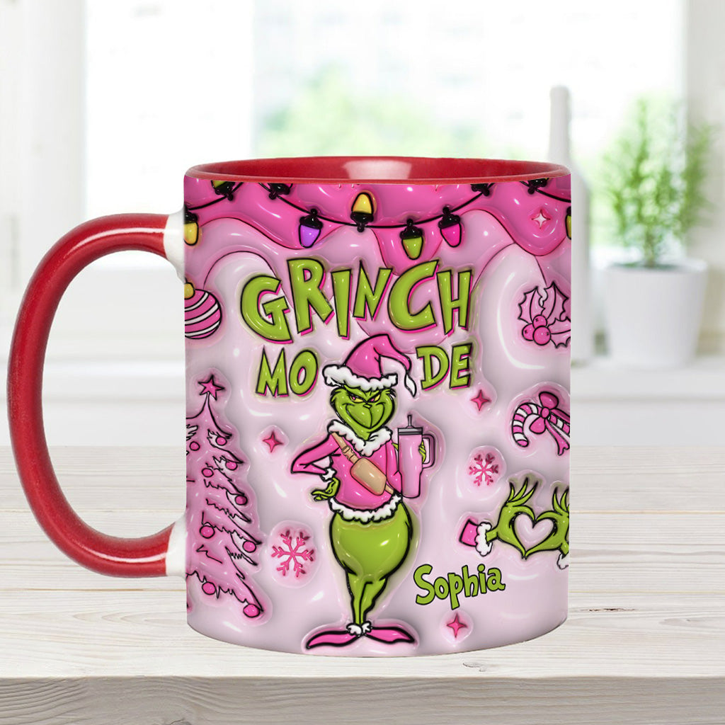 Personalized Grinch Mode Accent Mug Custom Name Gift for Christmas Accent Mug GradoCreations