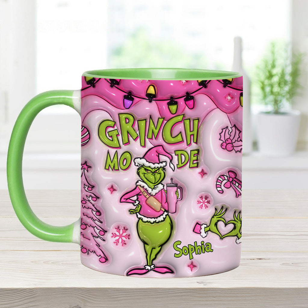 Personalized Grinch Mode Accent Mug Custom Name Gift for Christmas Accent Mug GradoCreations