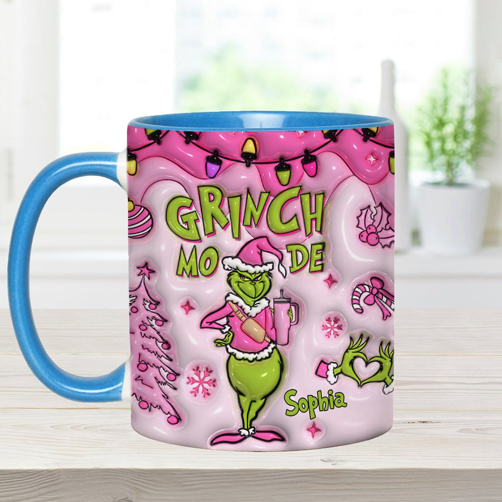 Personalized Grinch Mode Accent Mug Custom Name Gift for Christmas Accent Mug GradoCreations