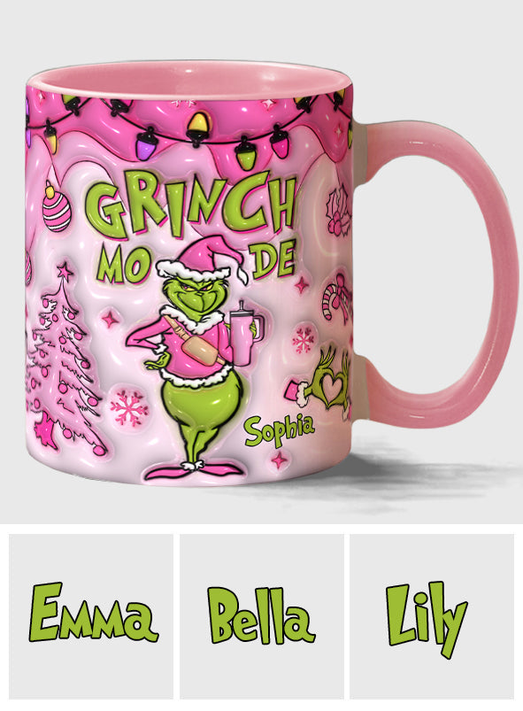 Personalized Grinch Mode Accent Mug Custom Name Gift for Christmas Accent Mug GradoCreations