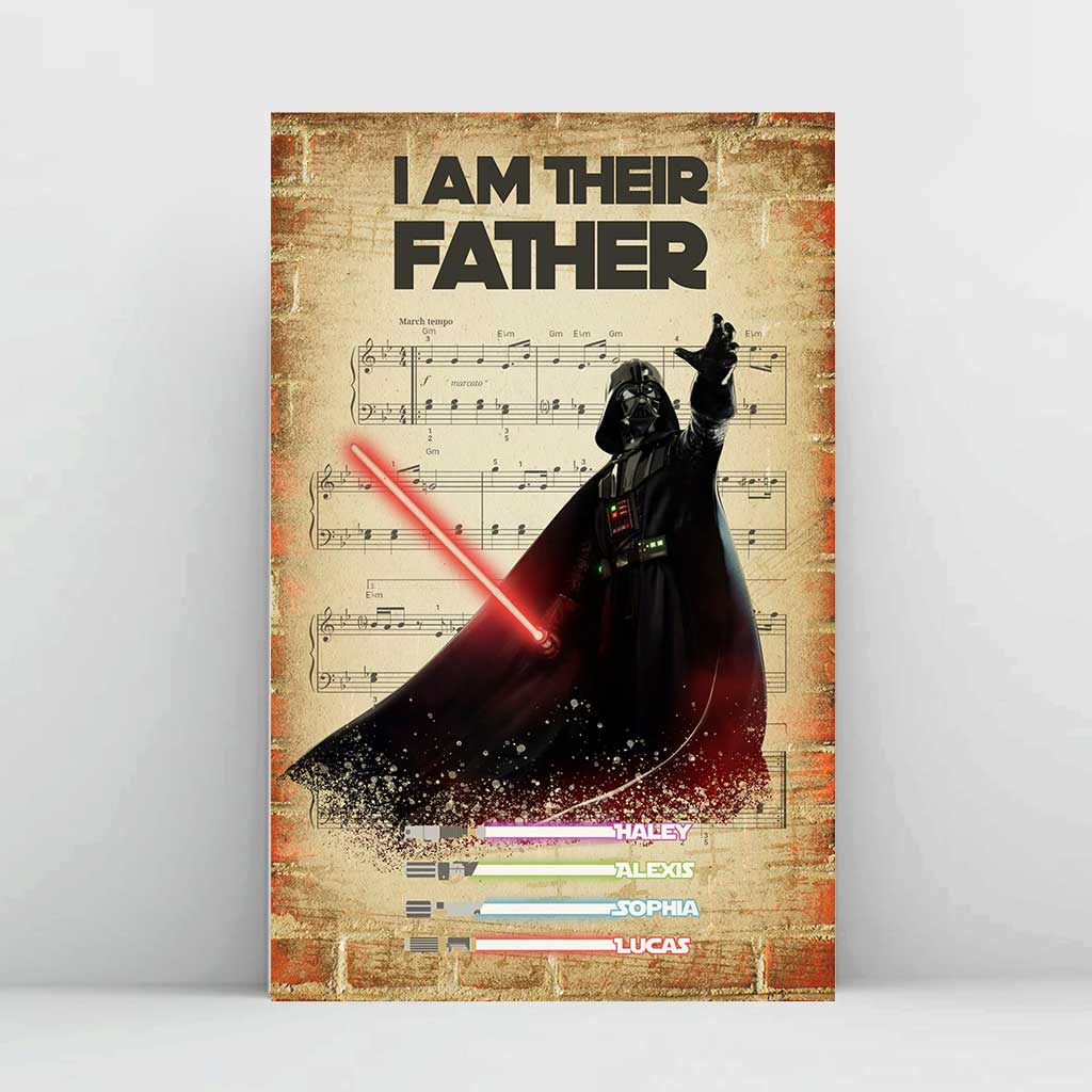 Personalized Darth Vader Father's Day Poster Custom Name Gift Canvas and Poster GradoCreations