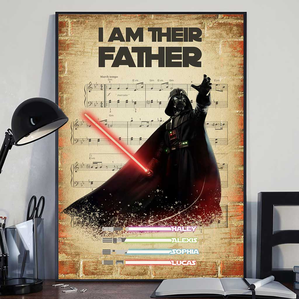 Personalized Darth Vader Father's Day Poster Custom Name Gift Canvas and Poster GradoCreations