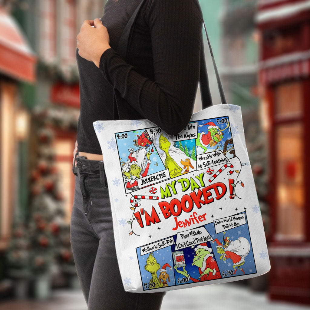 Personalized Grinch Tote Bag Custom Name Christmas Gift Tote Bag GradoCreations