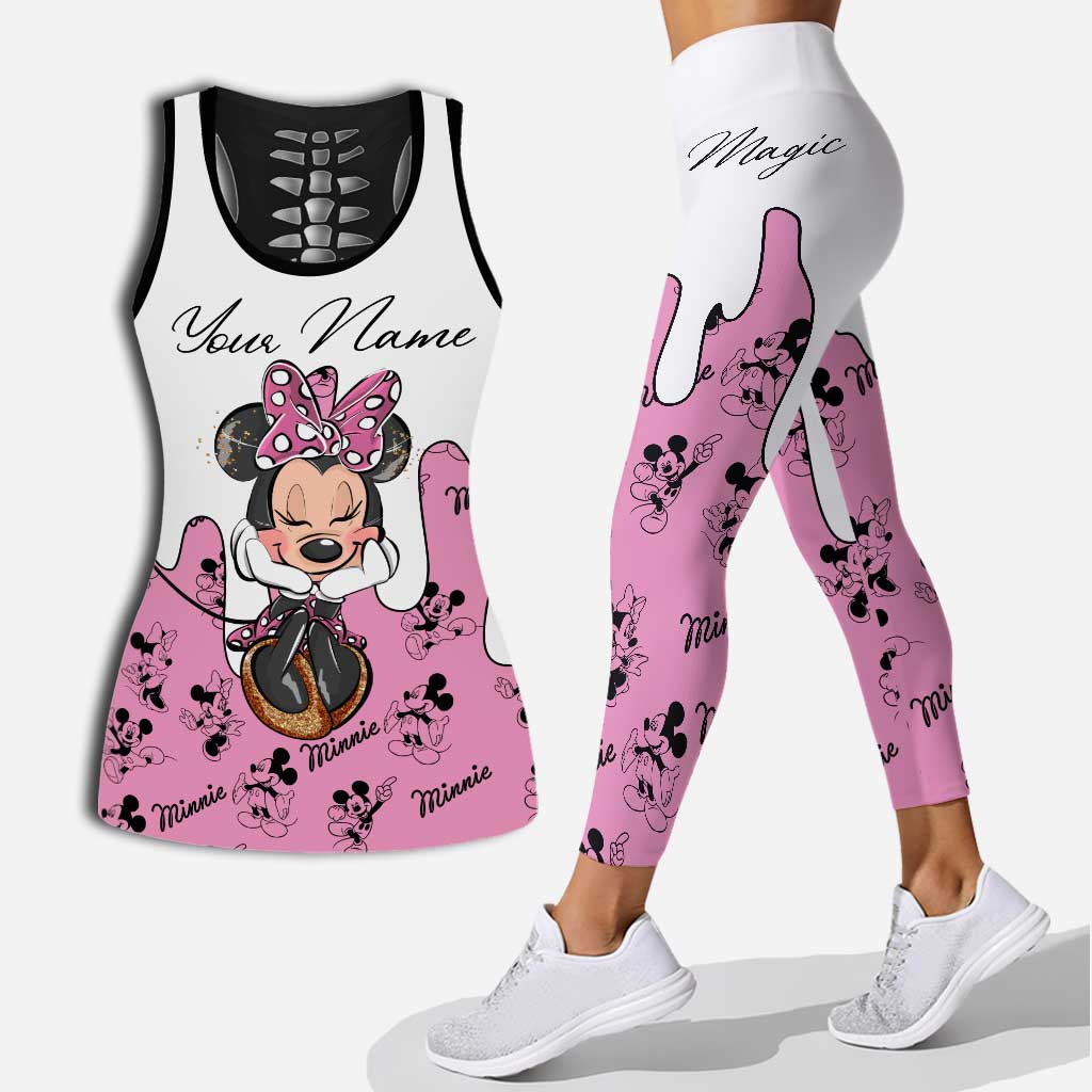 Personalized Minnie Mouse Hollow Tank Top & Leggings Gift for Kids Hollow Tank & Leggings GradoCreations