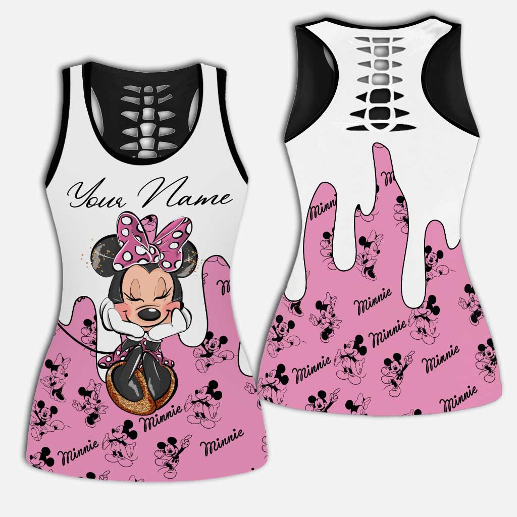 Personalized Minnie Mouse Hollow Tank Top & Leggings Gift for Kids Hollow Tank & Leggings GradoCreations