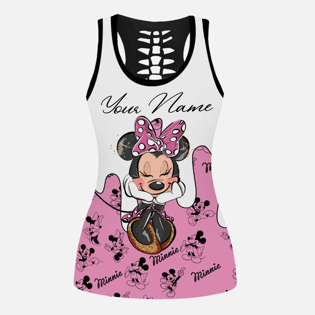 Personalized Minnie Mouse Hollow Tank Top & Leggings Gift for Kids Hollow Tank & Leggings GradoCreations