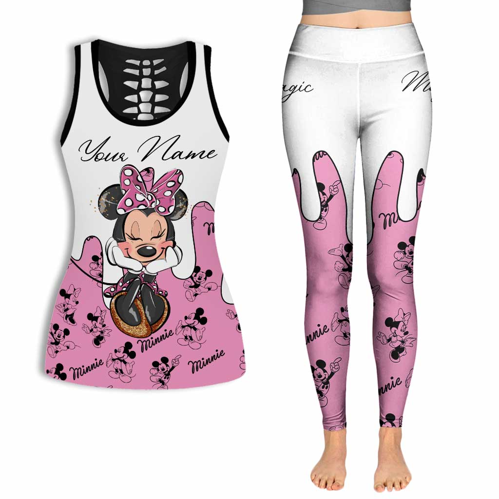 Personalized Minnie Mouse Hollow Tank Top & Leggings Gift for Kids Hollow Tank & Leggings GradoCreations