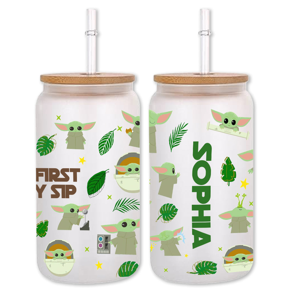 Personalized Can Glass with Straw Funny But First Sippy Sip Gift for Baby Shower Can Glass GradoCreations