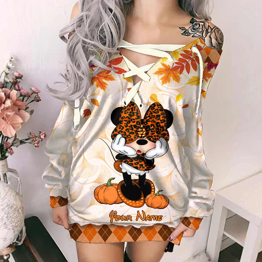 Personalized Off Shoulder Dress with Pumpkin Design | Custom Name Gift Off Shoulder Dress GradoCreations