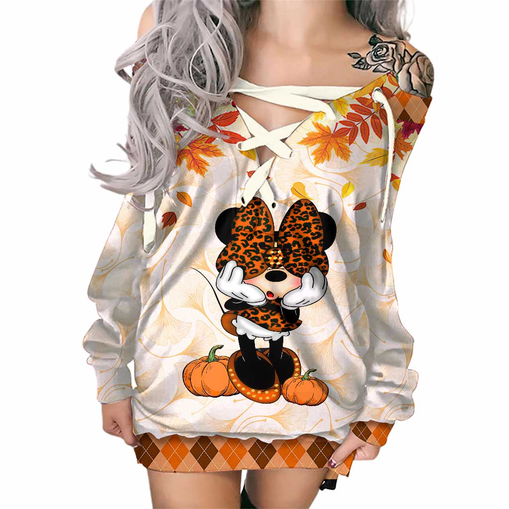 Personalized Off Shoulder Dress with Pumpkin Design | Custom Name Gift Off Shoulder Dress GradoCreations