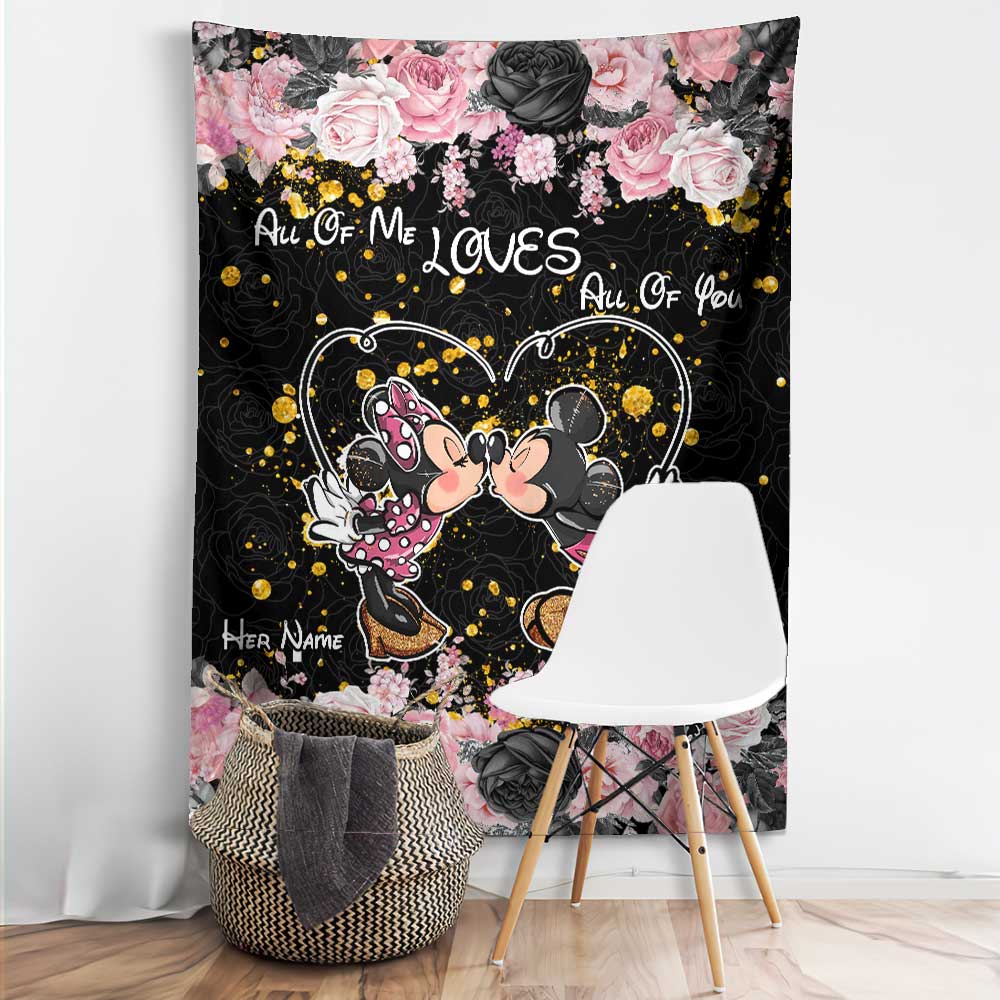 Personalized All Of Me Loves All Of You Mouse Wall Tapestry Gift for Couples Wall Tapestry GradoCreations