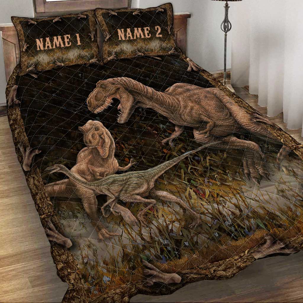 Personalized Dinosaur Quilt Set Custom Names Kids Room Decor Quilt Set GradoCreations
