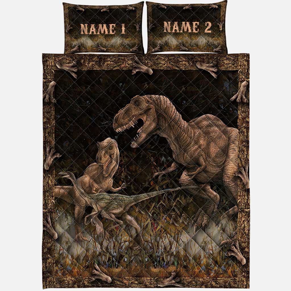 Personalized Dinosaur Quilt Set Custom Names Kids Room Decor Quilt Set GradoCreations