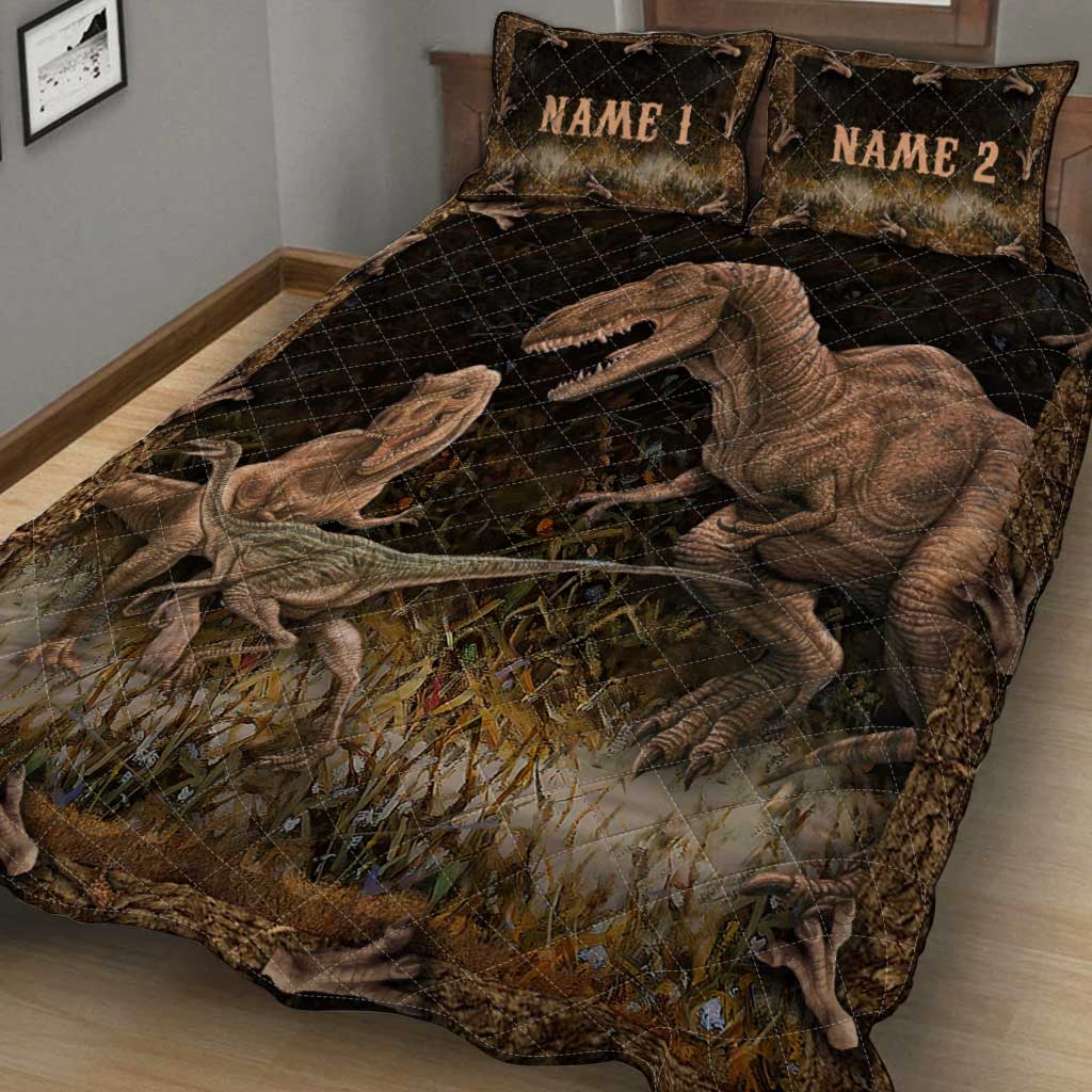 Personalized Dinosaur Quilt Set Custom Names Kids Room Decor Quilt Set GradoCreations