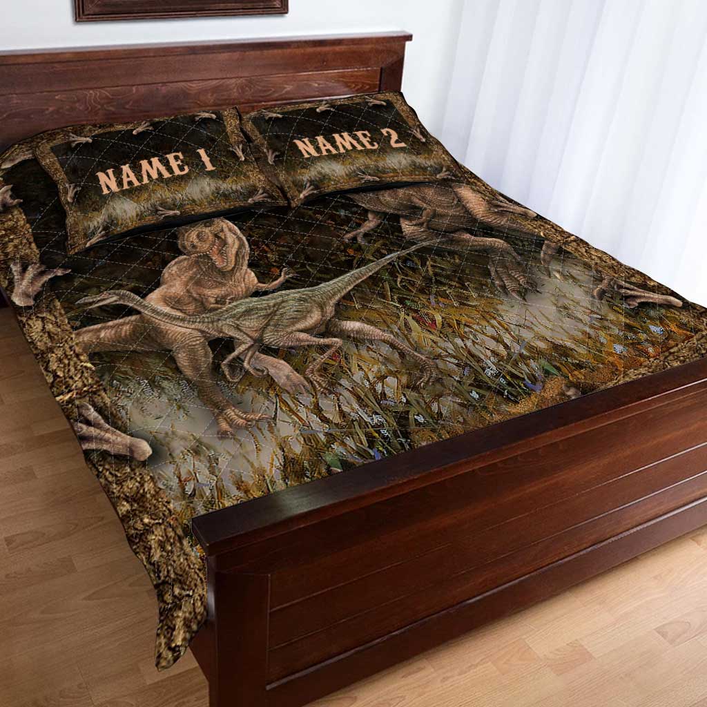 Personalized Dinosaur Quilt Set Custom Names Kids Room Decor Quilt Set GradoCreations