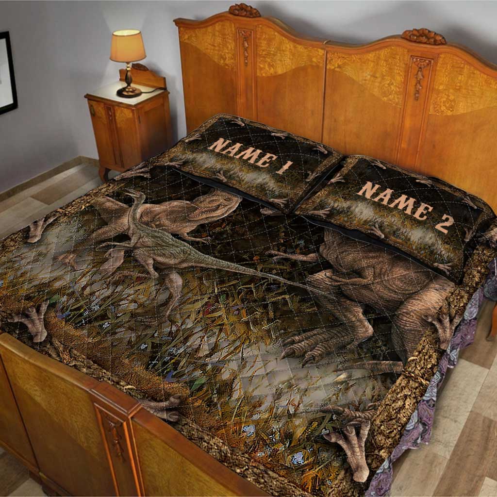 Personalized Dinosaur Quilt Set Custom Names Kids Room Decor Quilt Set GradoCreations