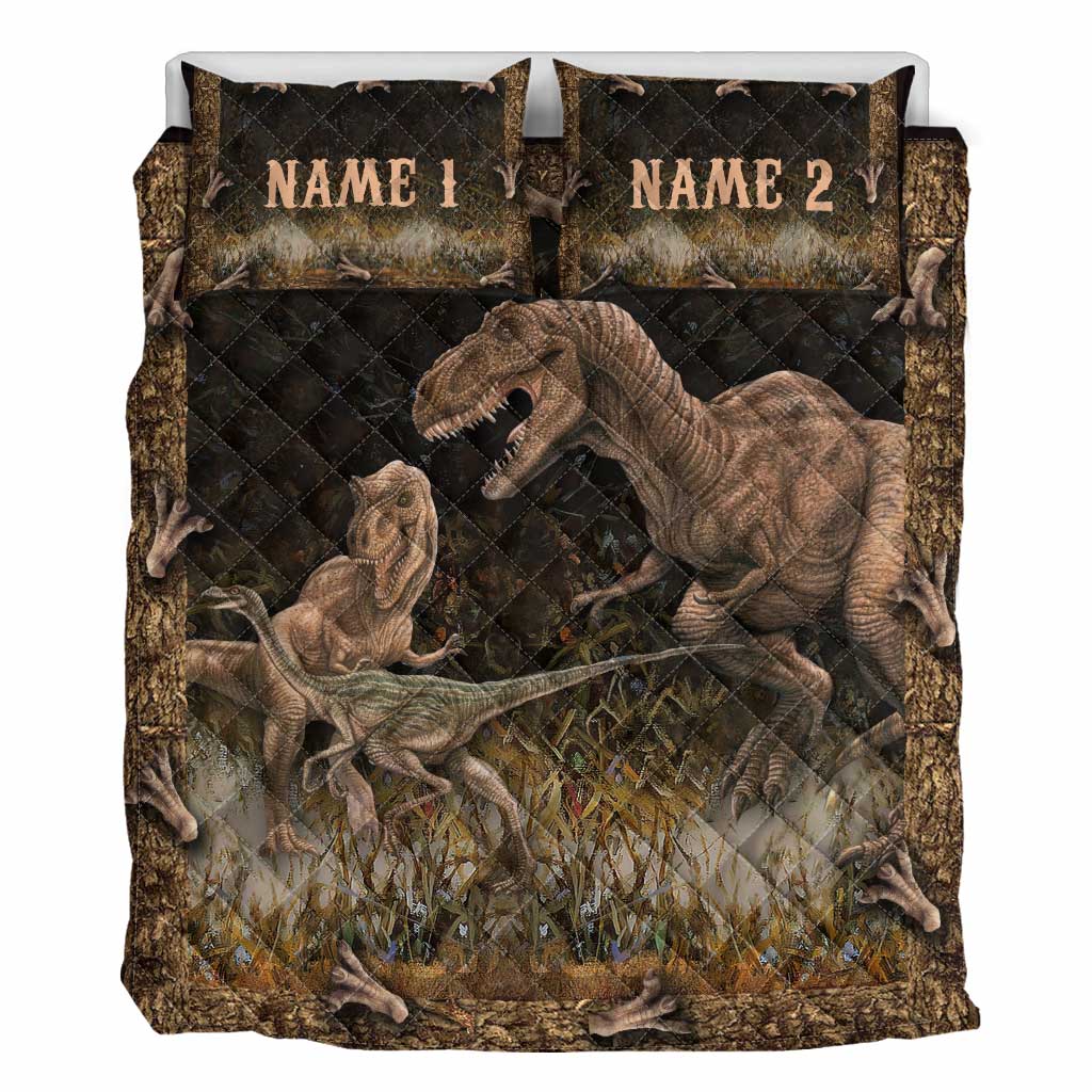 Personalized Dinosaur Quilt Set Custom Names Kids Room Decor Quilt Set GradoCreations