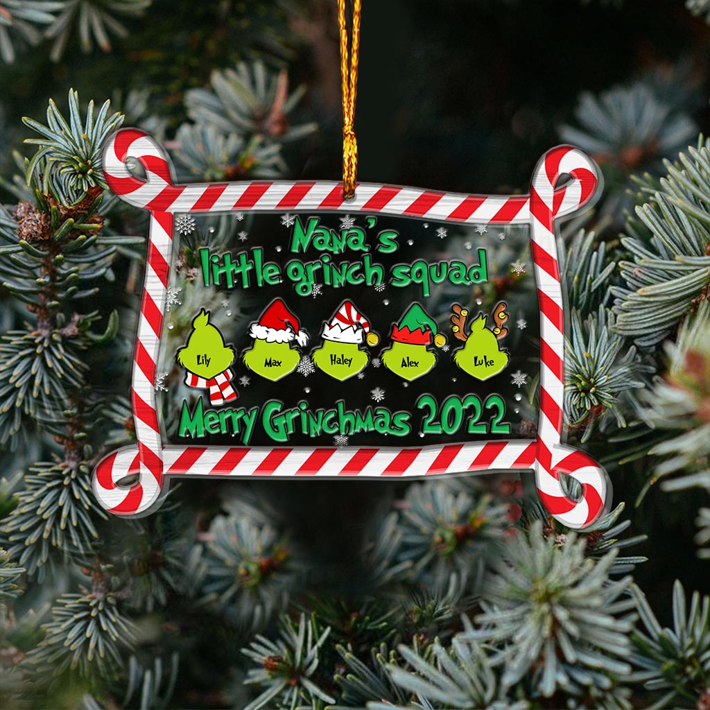 Personalized Grinch Christmas Ornament Custom Family Gift Layers Mix Ornament GradoCreations