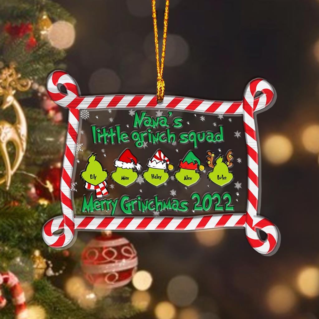 Personalized Grinch Christmas Ornament Custom Family Gift Layers Mix Ornament GradoCreations