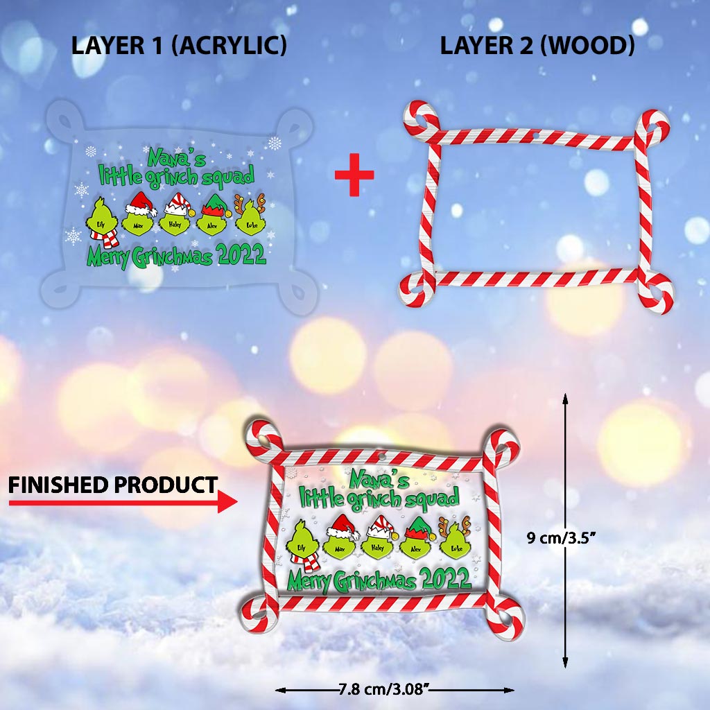 Personalized Grinch Christmas Ornament Custom Family Gift Layers Mix Ornament GradoCreations