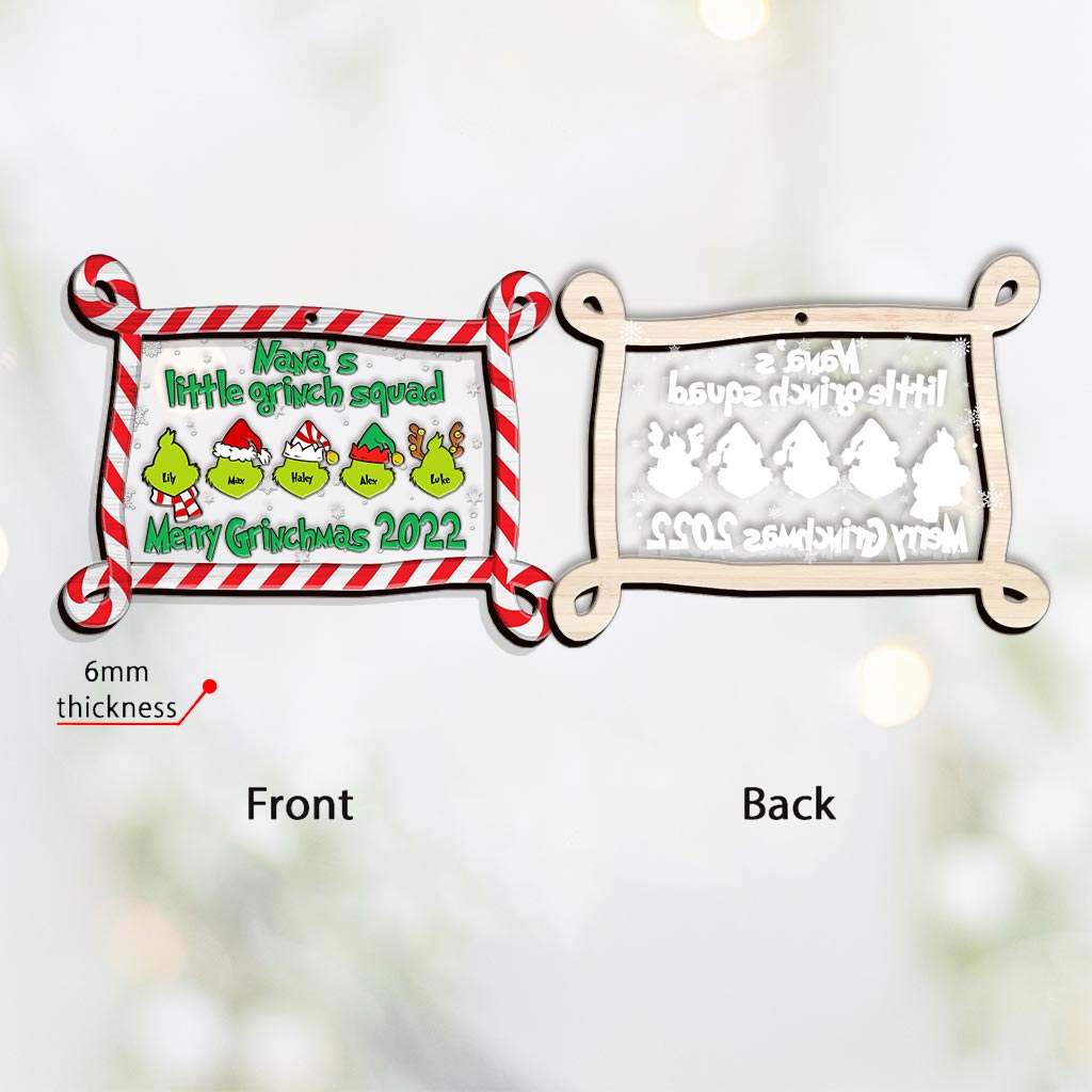 Personalized Grinch Christmas Ornament Custom Family Gift Layers Mix Ornament GradoCreations
