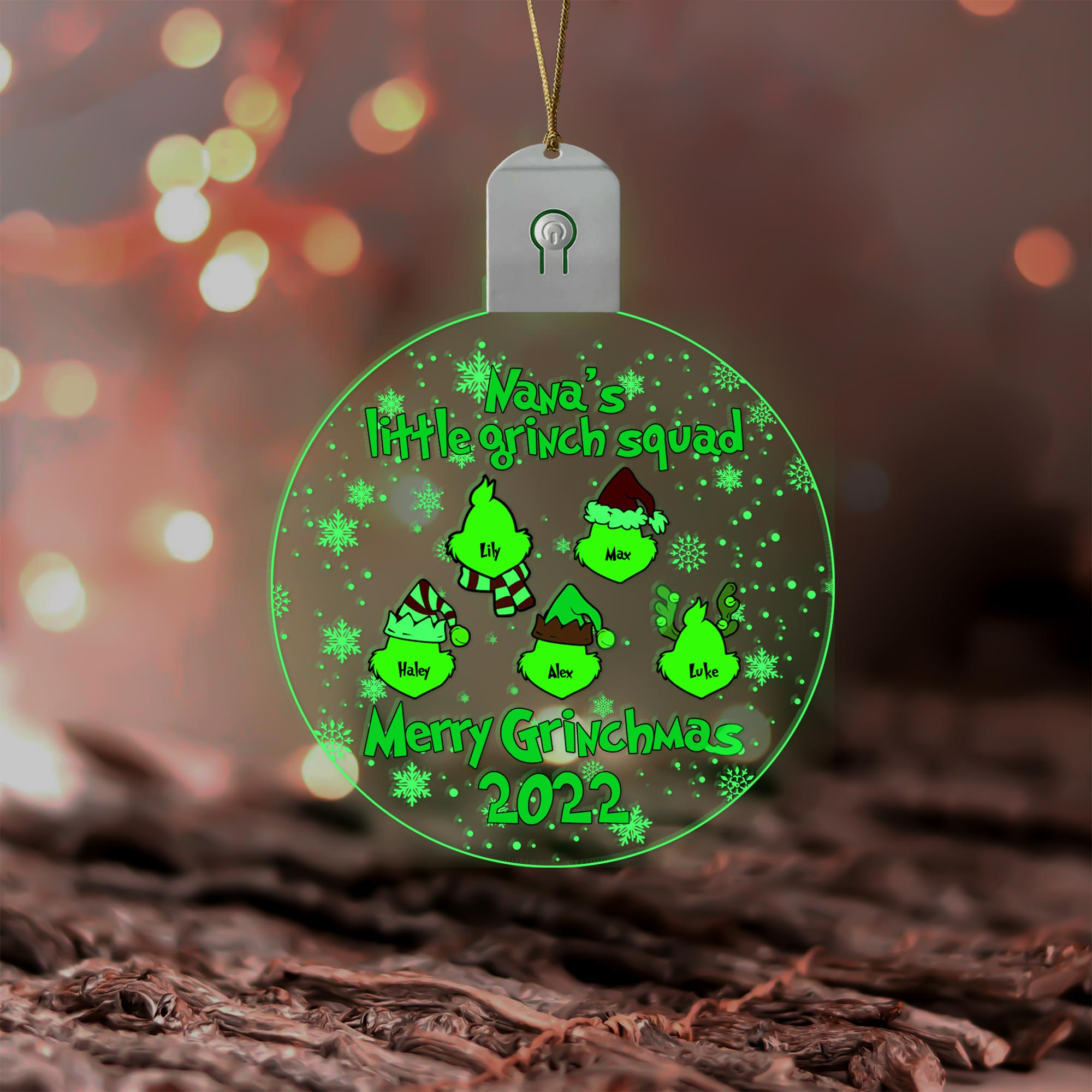 Personalized Round LED Acrylic Ornament for Grandma | Christmas Gift Led Acrylic Ornament GradoCreations