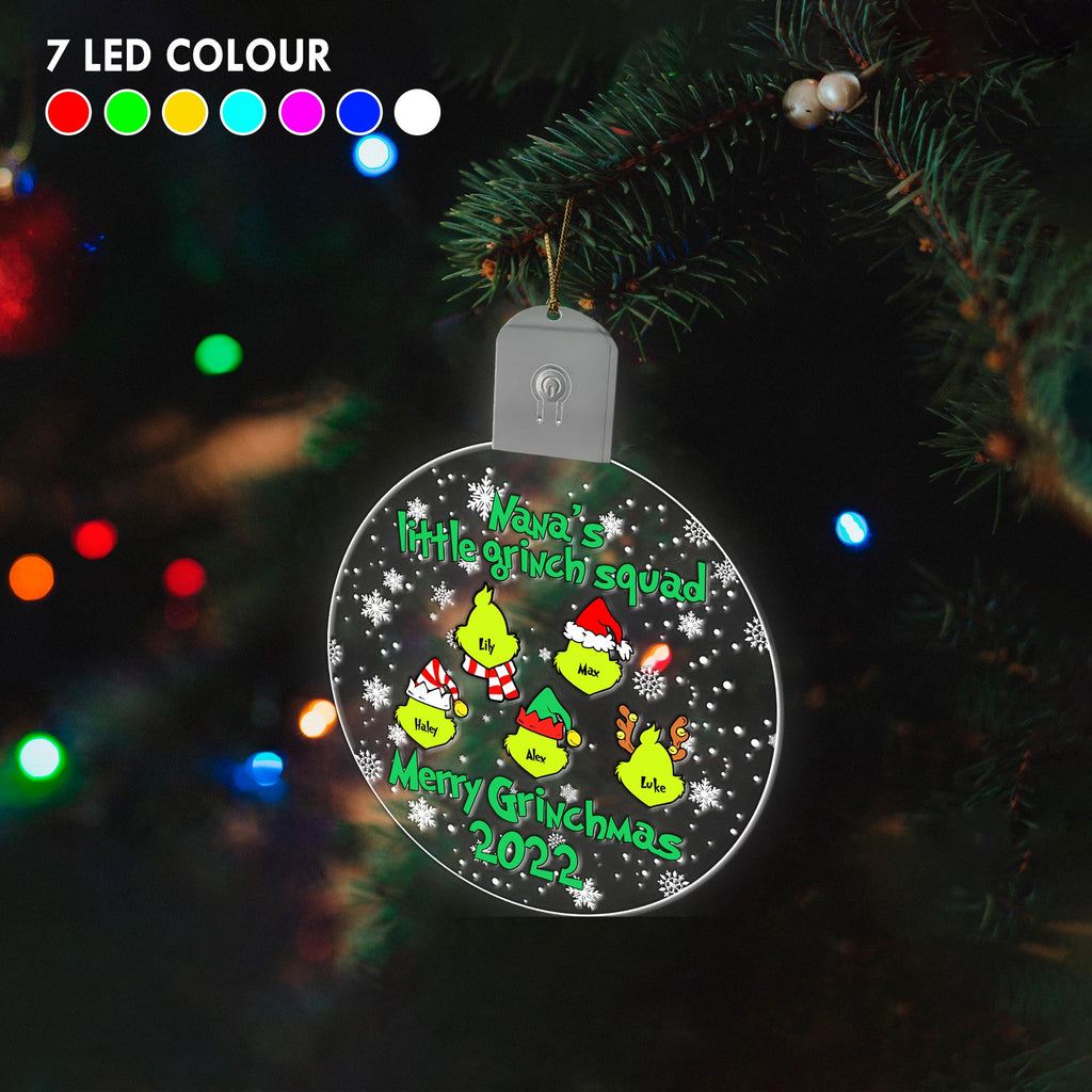 Personalized Round LED Acrylic Ornament for Grandma | Christmas Gift Led Acrylic Ornament GradoCreations