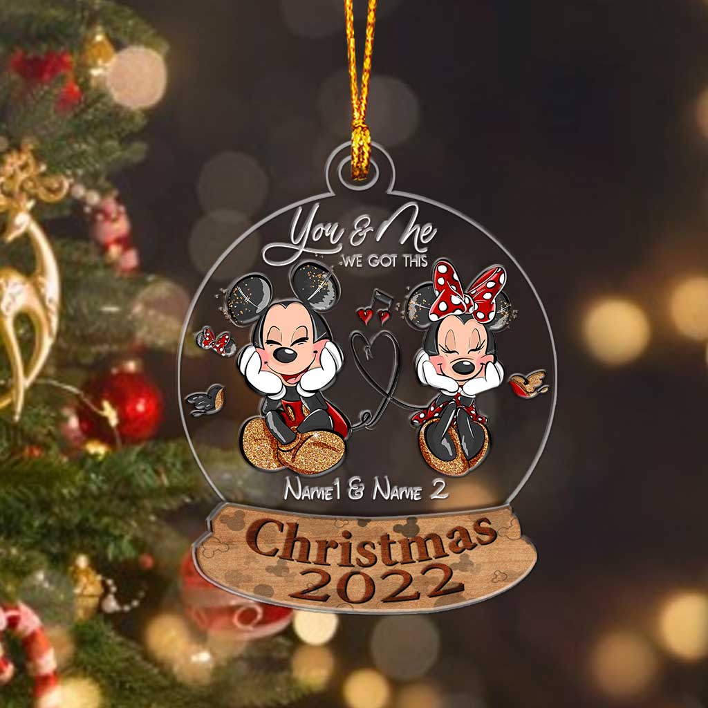 Personalized Christmas Mouse Ears Ornament with Names for Couples Layers Mix Ornament GradoCreations