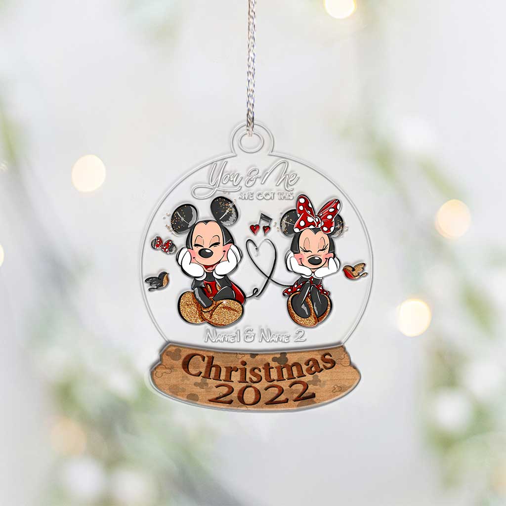 Personalized Christmas Mouse Ears Ornament with Names for Couples Layers Mix Ornament GradoCreations