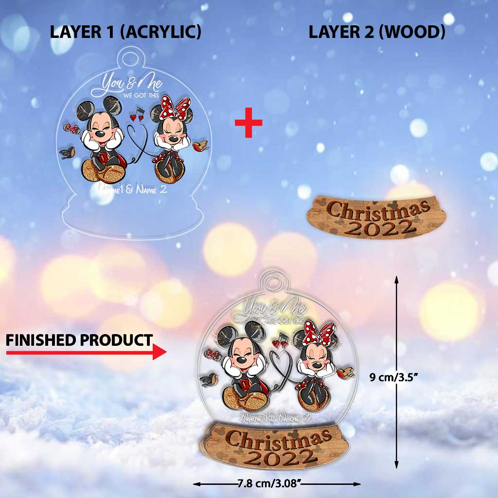 Personalized Christmas Mouse Ears Ornament with Names for Couples Layers Mix Ornament GradoCreations