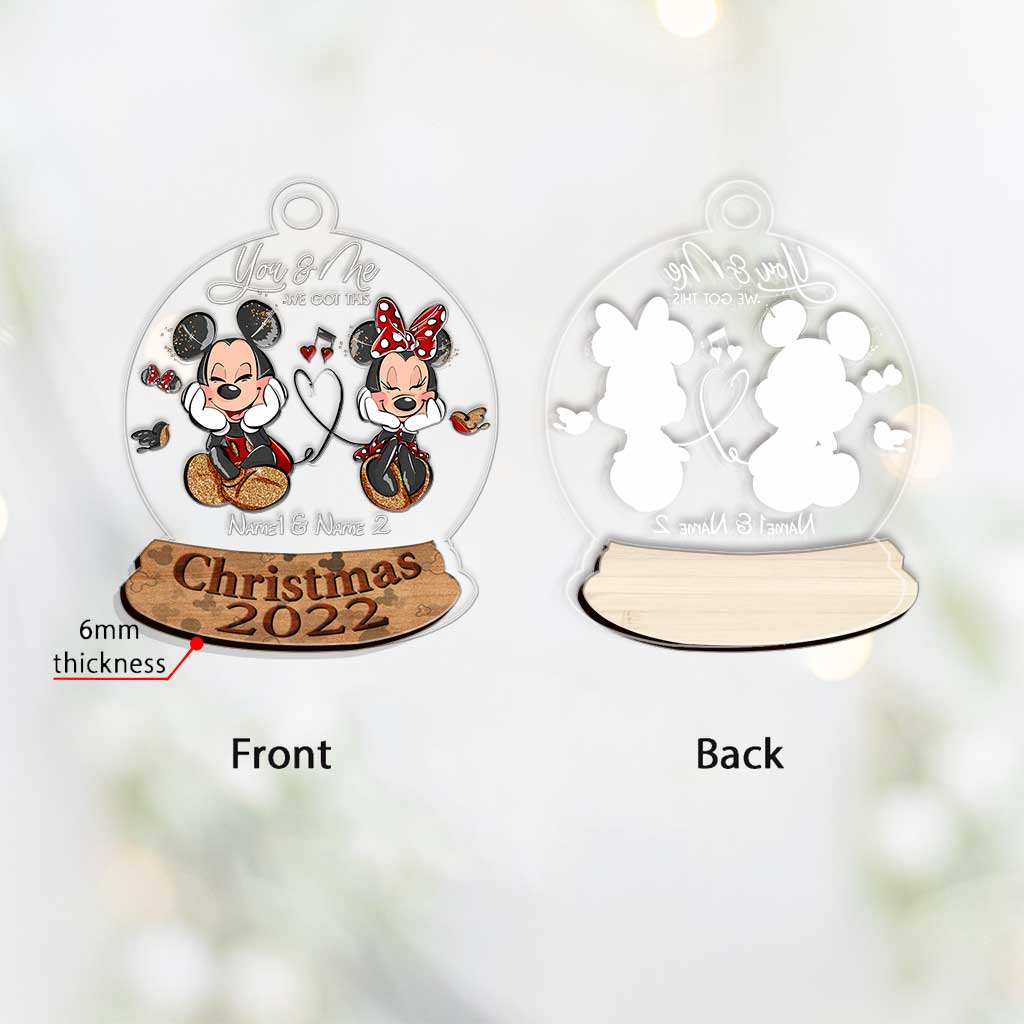 Personalized Christmas Mouse Ears Ornament with Names for Couples Layers Mix Ornament GradoCreations