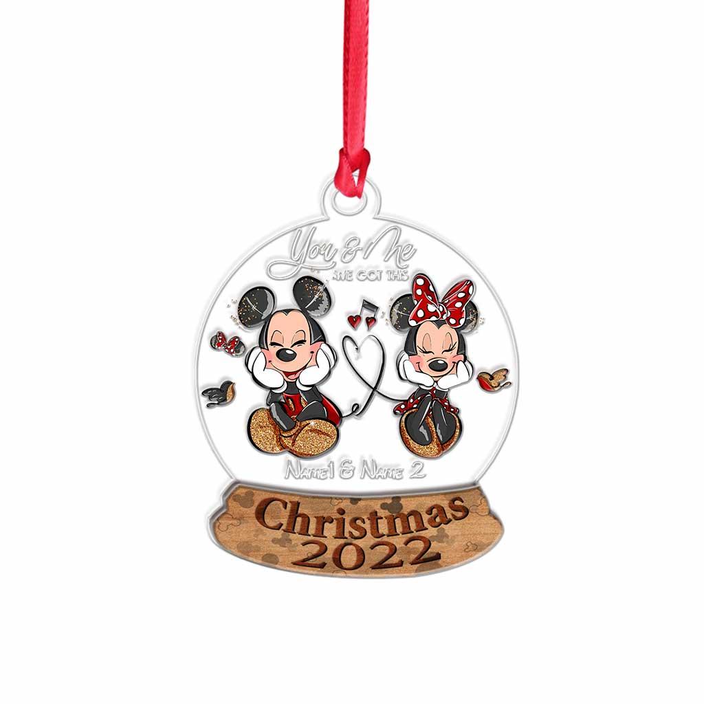 Personalized Christmas Mouse Ears Ornament with Names for Couples Layers Mix Ornament GradoCreations