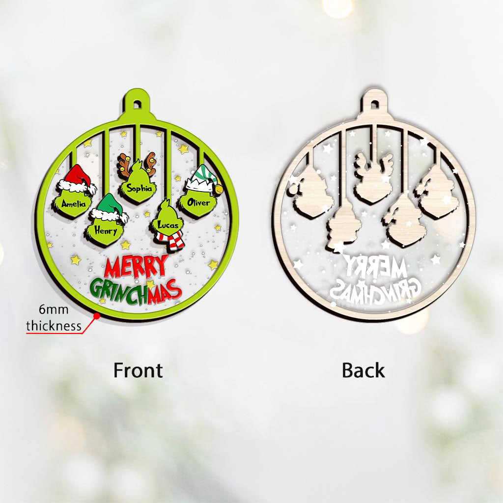 Personalized Merry Grinchmas Christmas Ornament Custom Names Gift Layers Mix Ornament GradoCreations