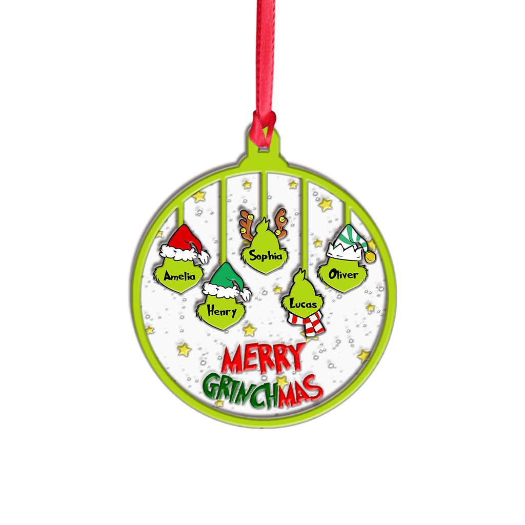 Personalized Merry Grinchmas Christmas Ornament Custom Names Gift Layers Mix Ornament GradoCreations