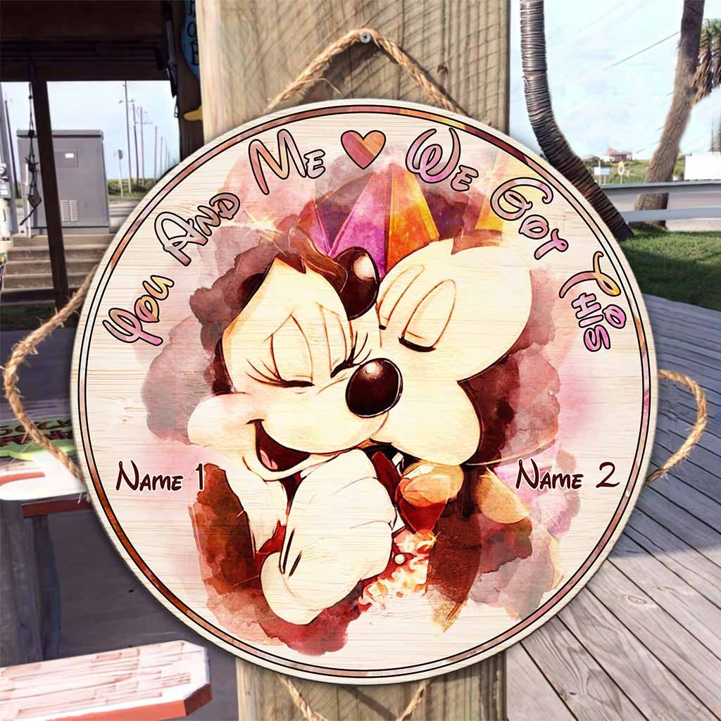 Personalized Round Wood Sign You and Me Custom Name Gift Round Wood Sign GradoCreations