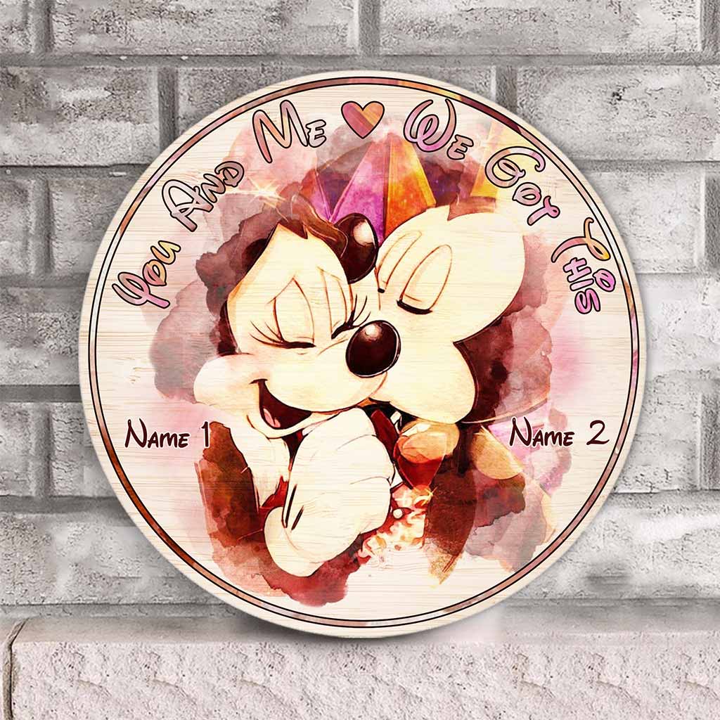 Personalized Round Wood Sign You and Me Custom Name Gift Round Wood Sign GradoCreations