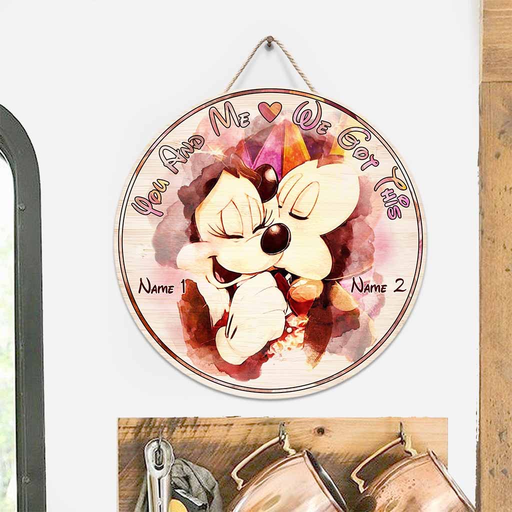 Personalized Round Wood Sign You and Me Custom Name Gift Round Wood Sign GradoCreations