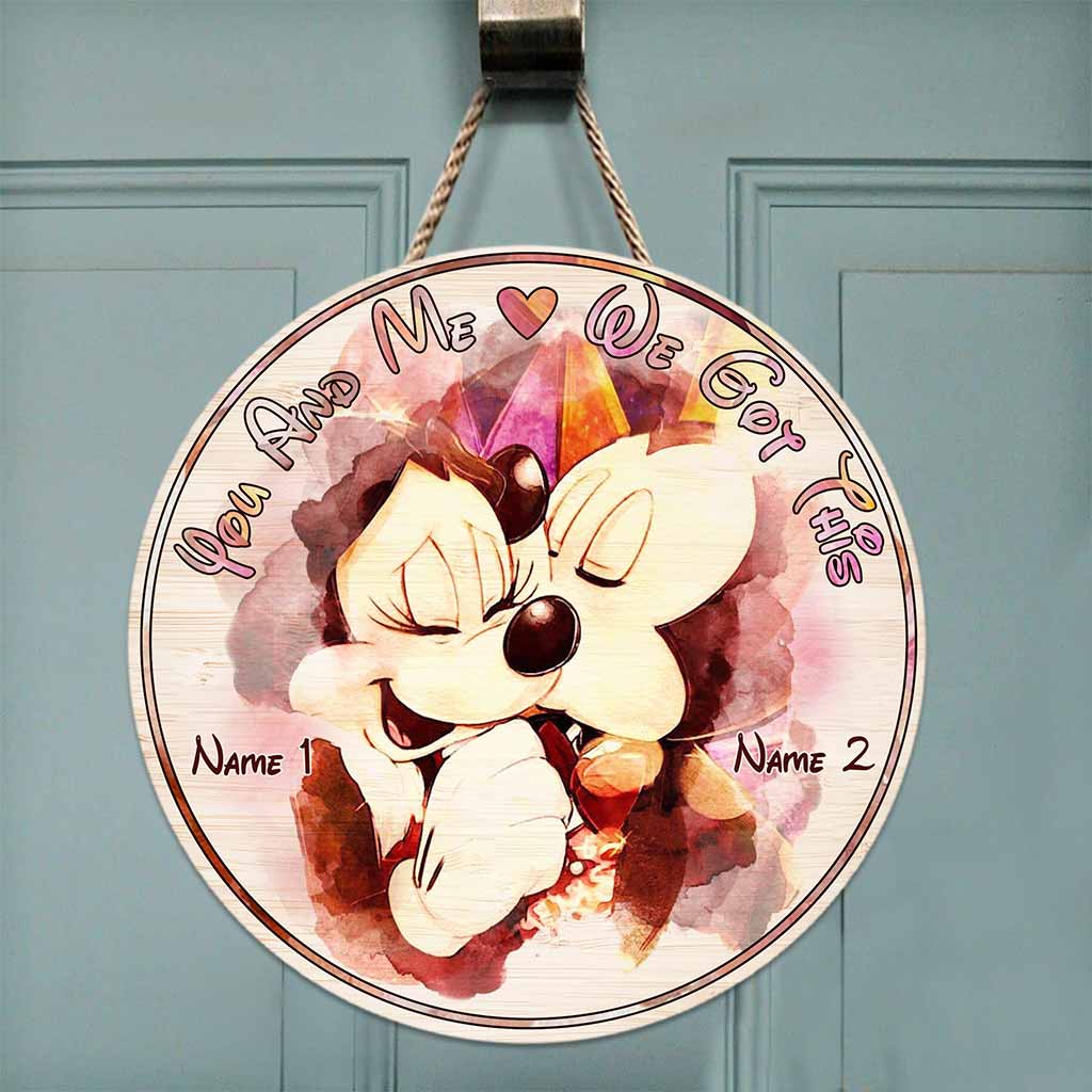 Personalized Round Wood Sign You and Me Custom Name Gift Round Wood Sign GradoCreations