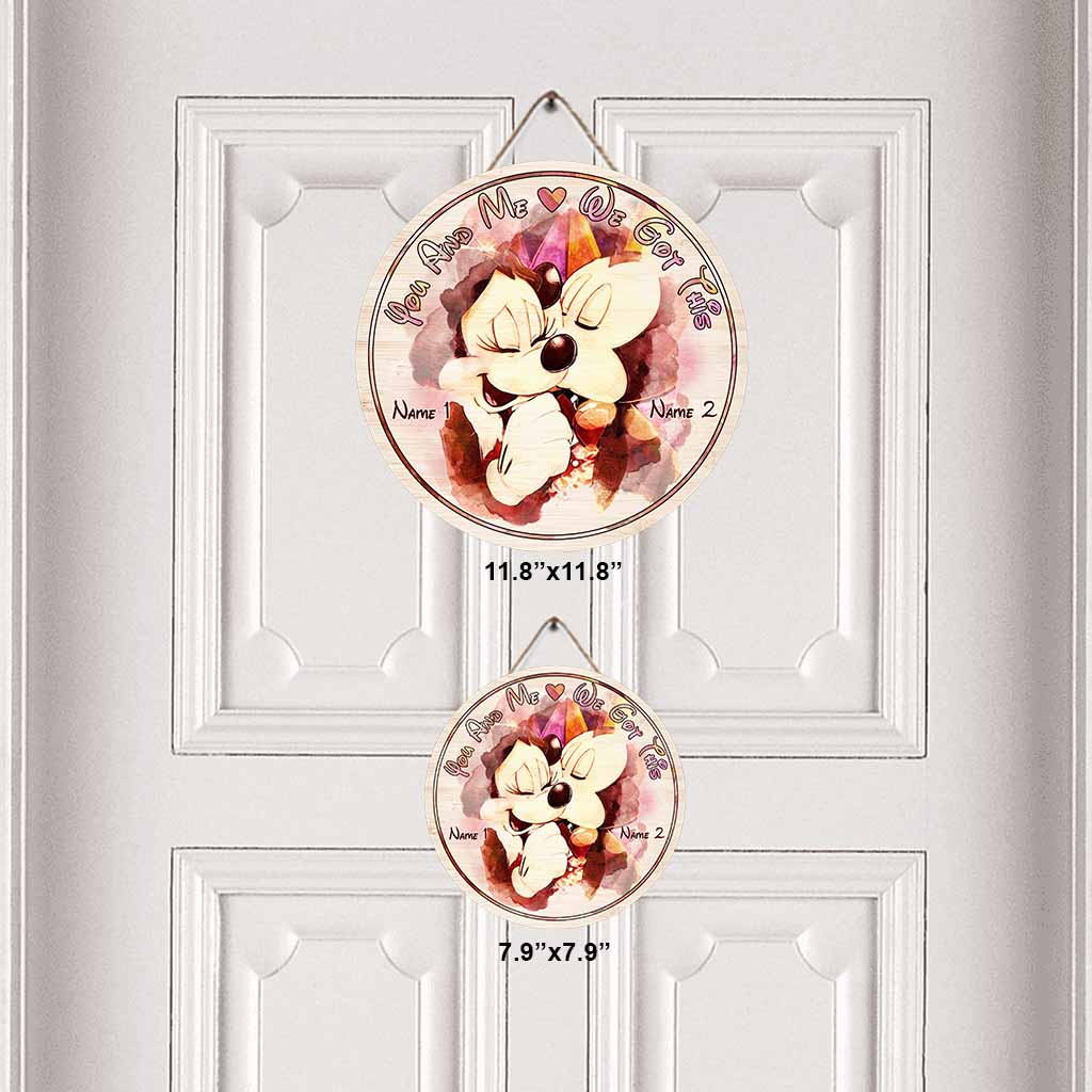 Personalized Round Wood Sign You and Me Custom Name Gift Round Wood Sign GradoCreations