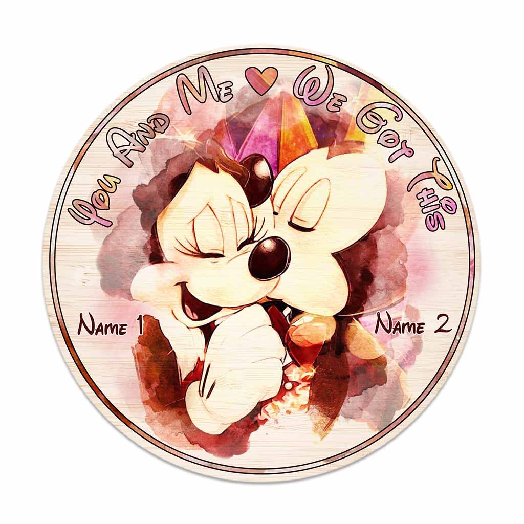 Personalized Round Wood Sign You and Me Custom Name Gift Round Wood Sign GradoCreations