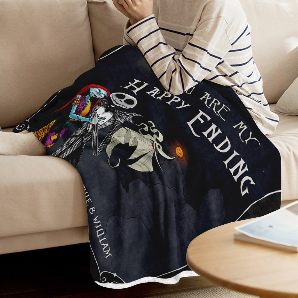 Personalized Nightmare Before Christmas Blanket Custom Name Gift for Couple Blanket GradoCreations