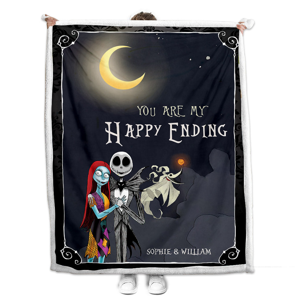 Personalized Nightmare Before Christmas Blanket Custom Name Gift for Couple Blanket GradoCreations
