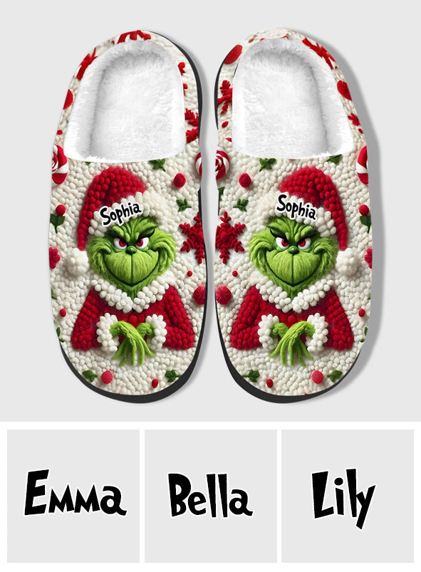 Personalized Grinchmas Slippers Custom Name Christmas Gift Slippers GradoCreations