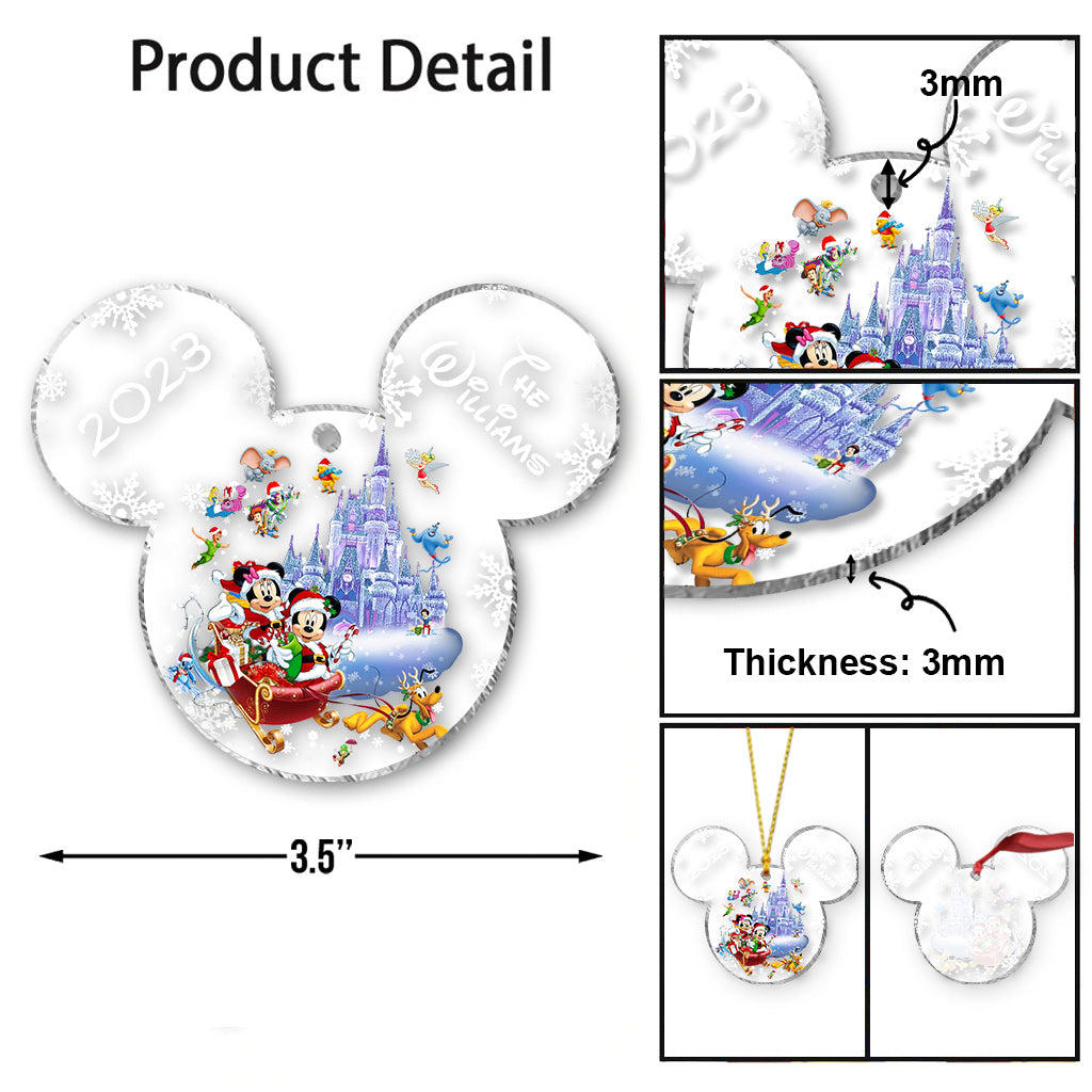 Personalized Mickey Mouse Transparent Christmas Ornament 2023 Gift One-sided Ornament GradoCreations