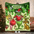 Personalized Grinch Christmas Blanket Custom Name Gift Blanket GradoCreations