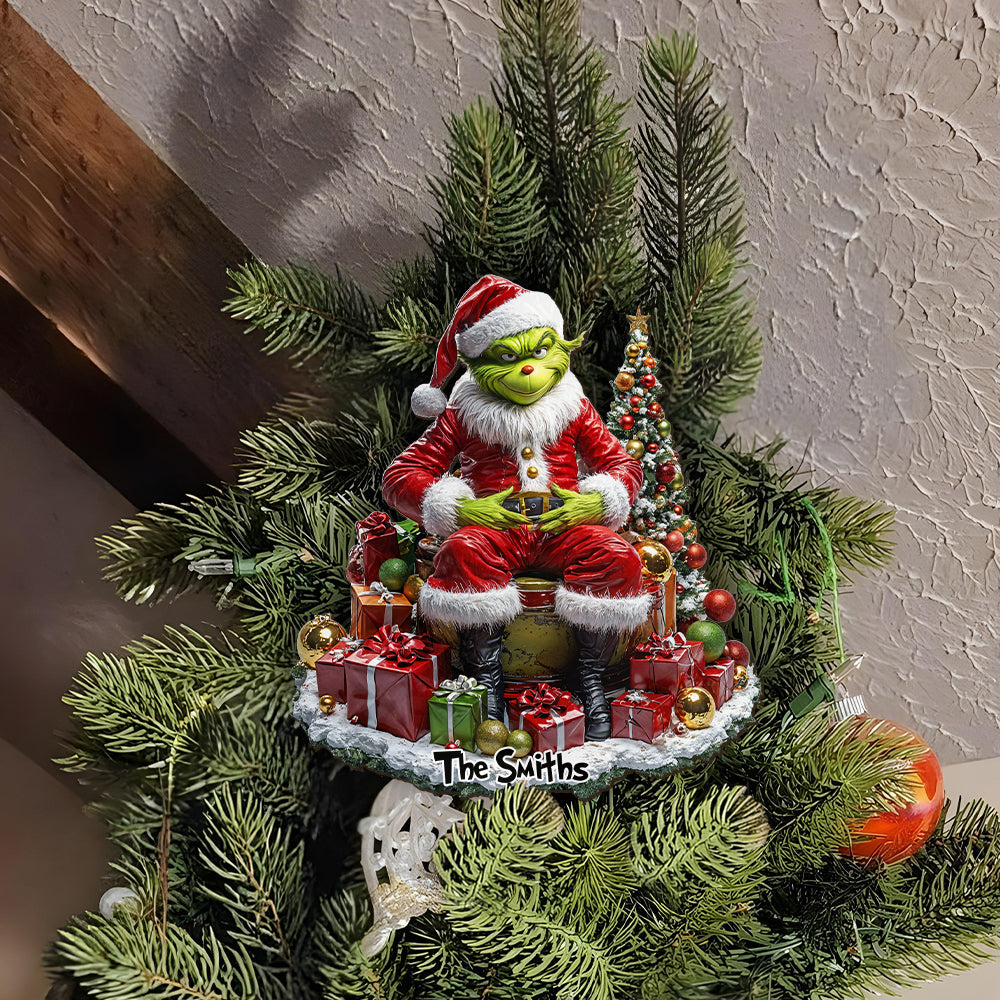 Personalized Grinch Christmas Tree Topper Unique Gift Tree Topper GradoCreations